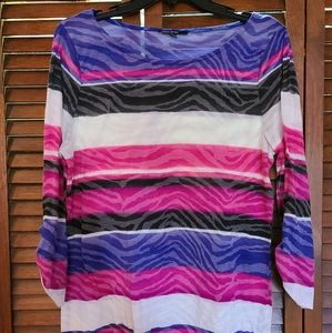 Chaus Sport large zebra print colorful shirt
